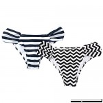 Reteron Women's Fashion Ruched Side Bikini Bottom 2 Pack Navy White Stripe Black White Stripe B01N5I90PZ